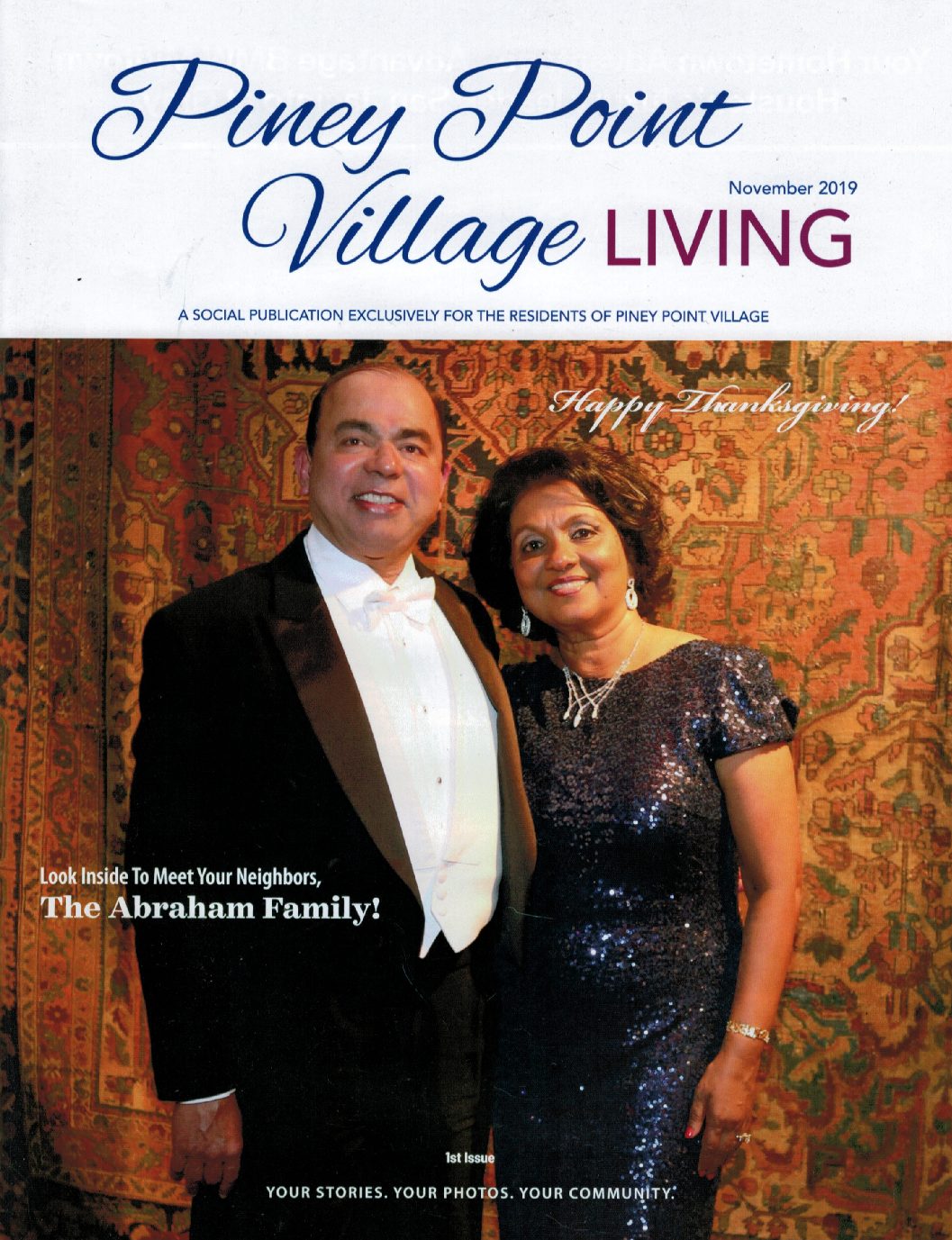 Houston Rugs and the Abraham Family Featured in Piney Point Living Magazine - November 2019 Issue 1