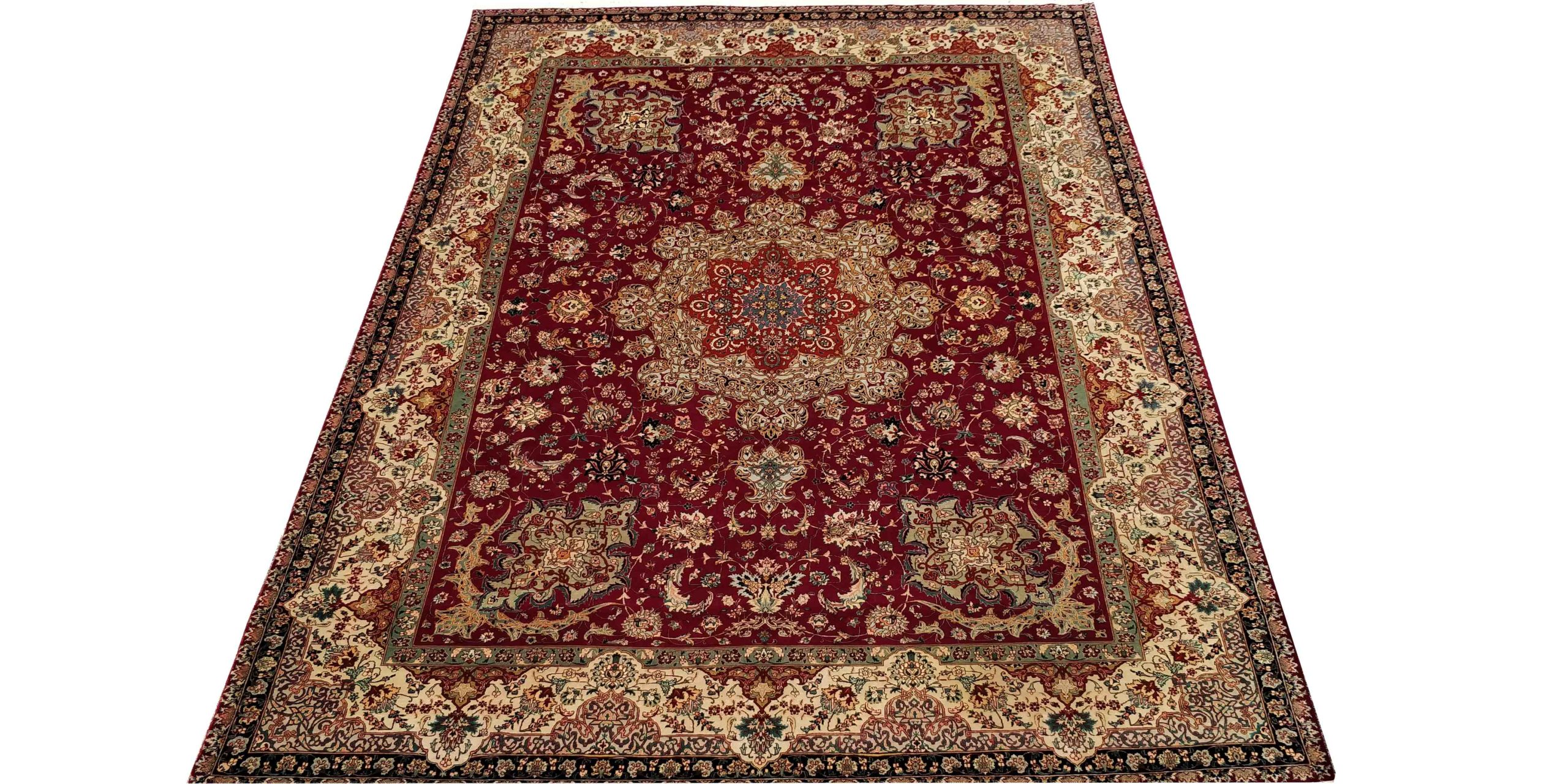 10X14 Burgundy Semi Antique Superfine Tabriz Rug 1 0683100 1 Scaled 1