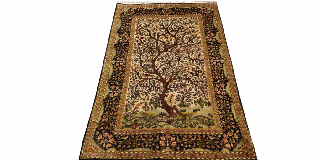 4x6 Ivory Antique Tree Of Life Kashmir Rug | Abrahams Oriental Rugs ...