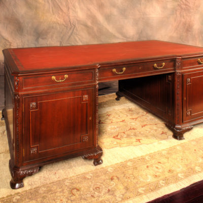 Cherrywood and antique leather partners desk