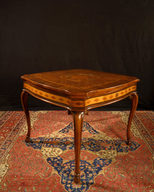 Hand Crafted Square Italian Table On Antique Farahan Rug 1 Scaled 1